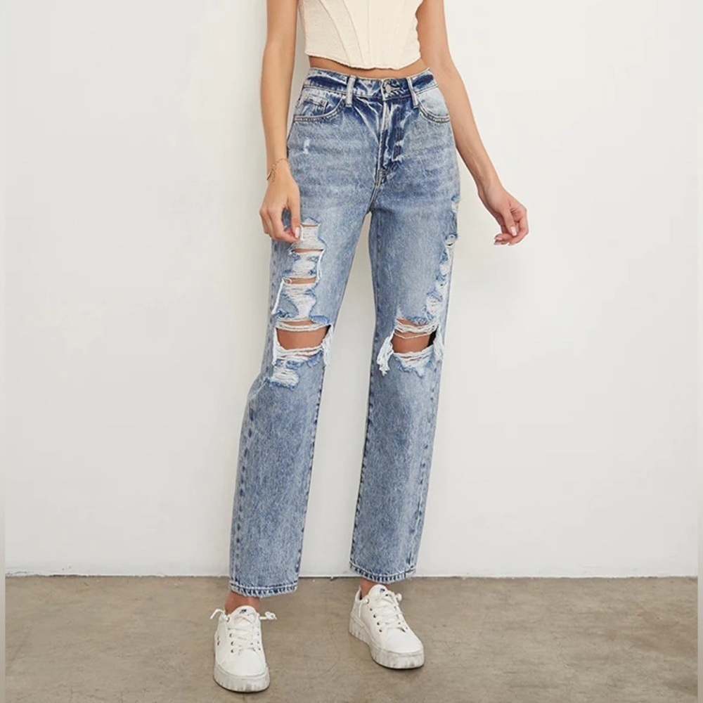 Insane Gene Stonewashed High Waist Ripped Boyfriend Jeans Size 11/29